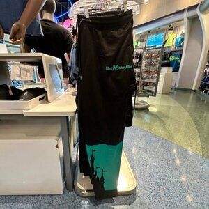 NWOT Disney Walt Disney World Retro Castle Black Green Men's Pants Size L